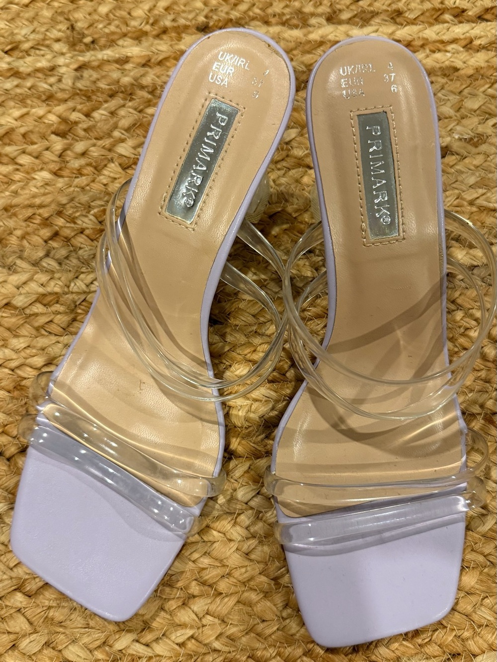 Primark Lilac Clear-Strap Square Toe Mules